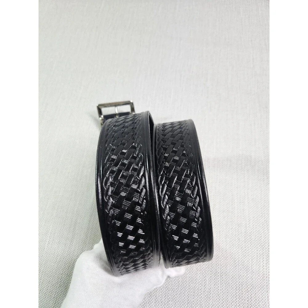 Krasnes Triple K Size 42 Black Leather Belt Brass Buckle Law Enforcement Western